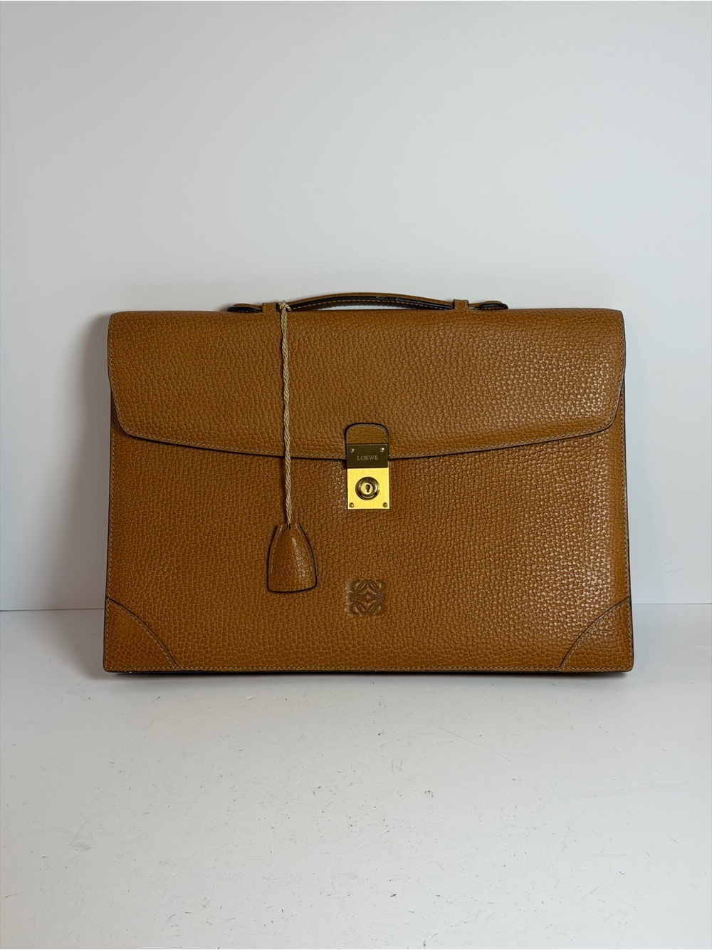 Vintage Loewe Textured Brown Leather Briefcase